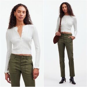 Madewell Sweater The Signature Open-Knit Cardigan Button Front White XS NWT New